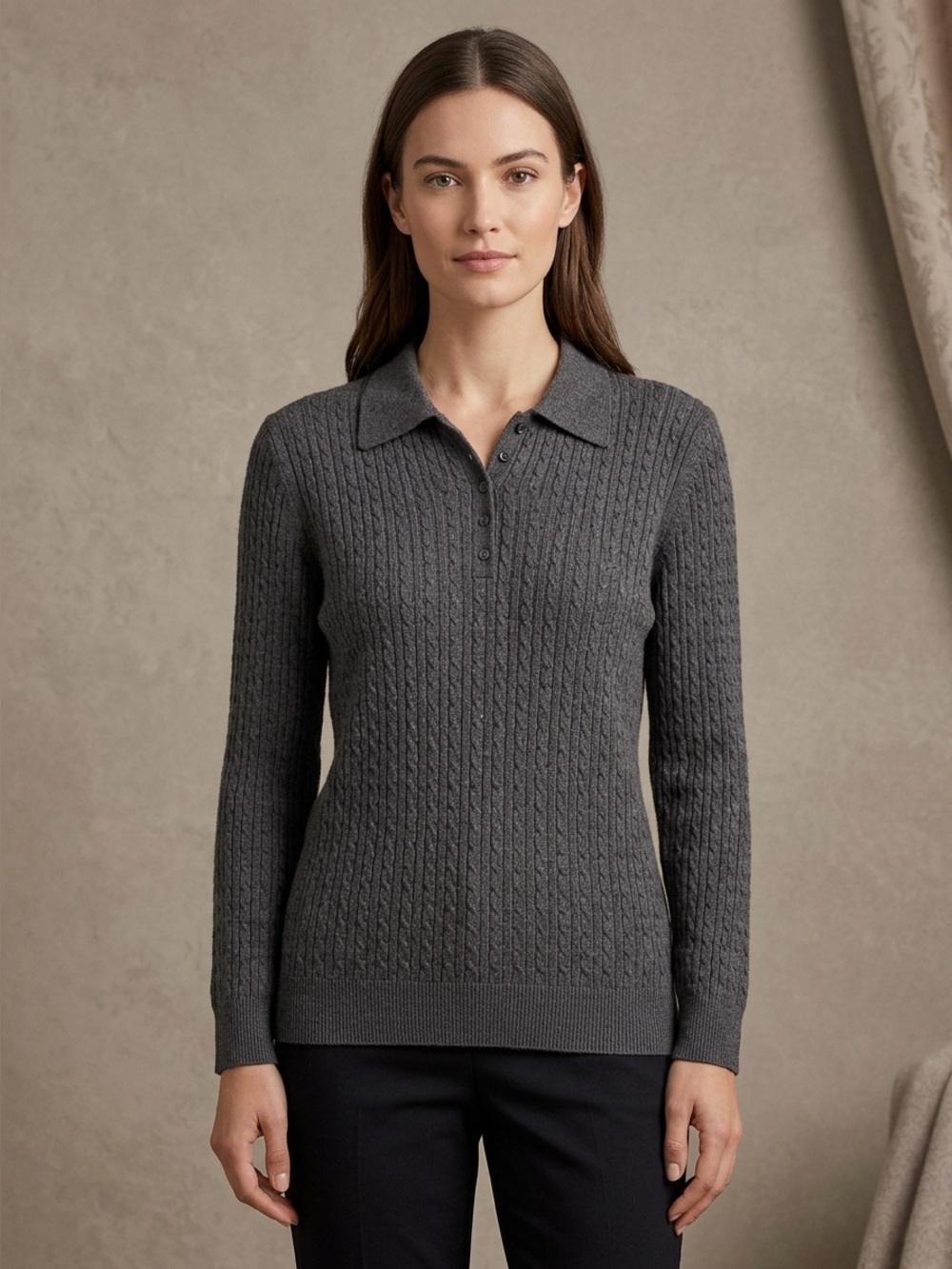 Brooks Brothers Silk Cashmere Cable Knit Sweater Gray Women’s Sz M looks NWOT